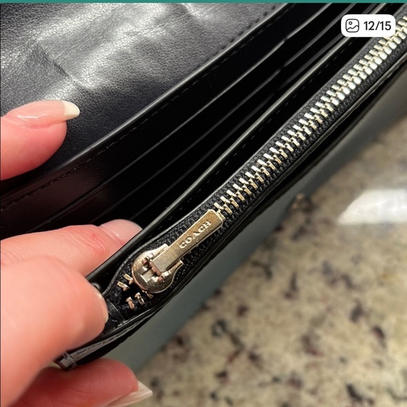 Coach Ombré Blue Pebbled Leather foldover Crossbody Bag EUC - Picture 8 of 9